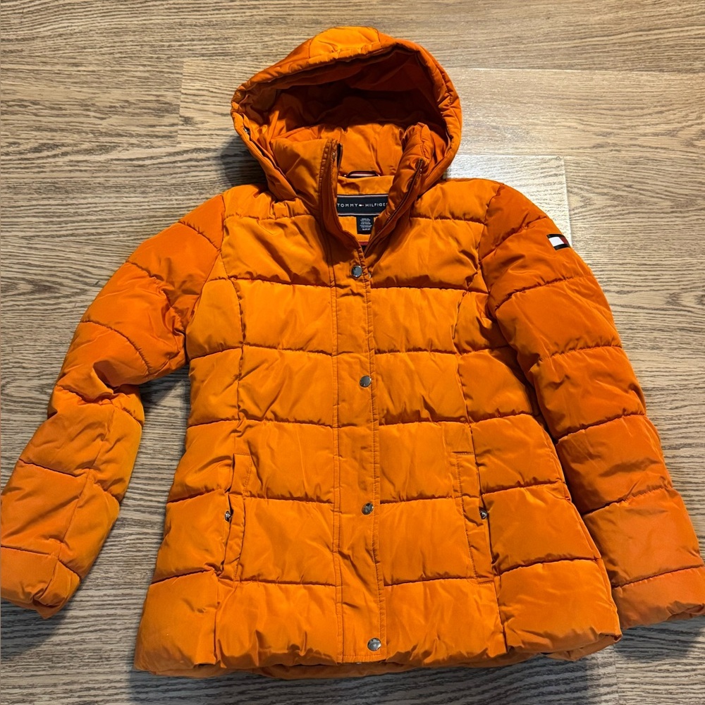 Tommy Hilfiger Bright Orange Woman’s‎ Puffer Jacket Size S - Picture 5 of 12